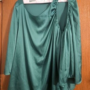 Eloquii Satin peek-a-boo blouse